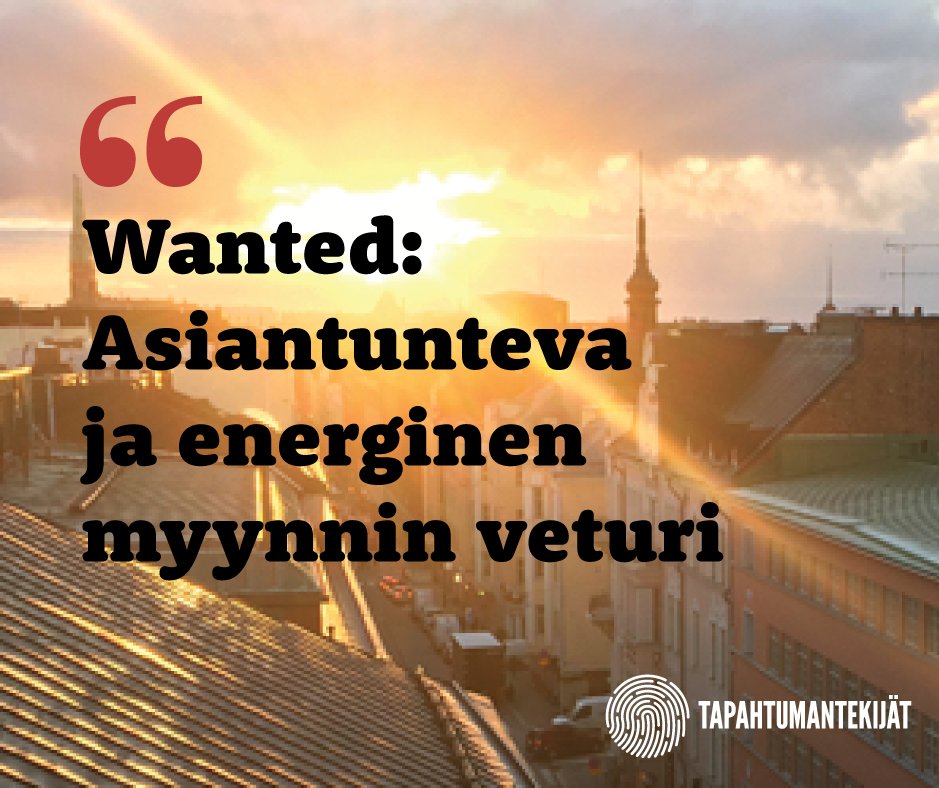 Oletko etsimämme B2B Sales Manager? Lue lisää avoimesta työpaikasta: tapahtumantekijat.fi/avoimet_tyopai… #rekry #b2bsalesmanager #avointyöpaikka #tapahtuma