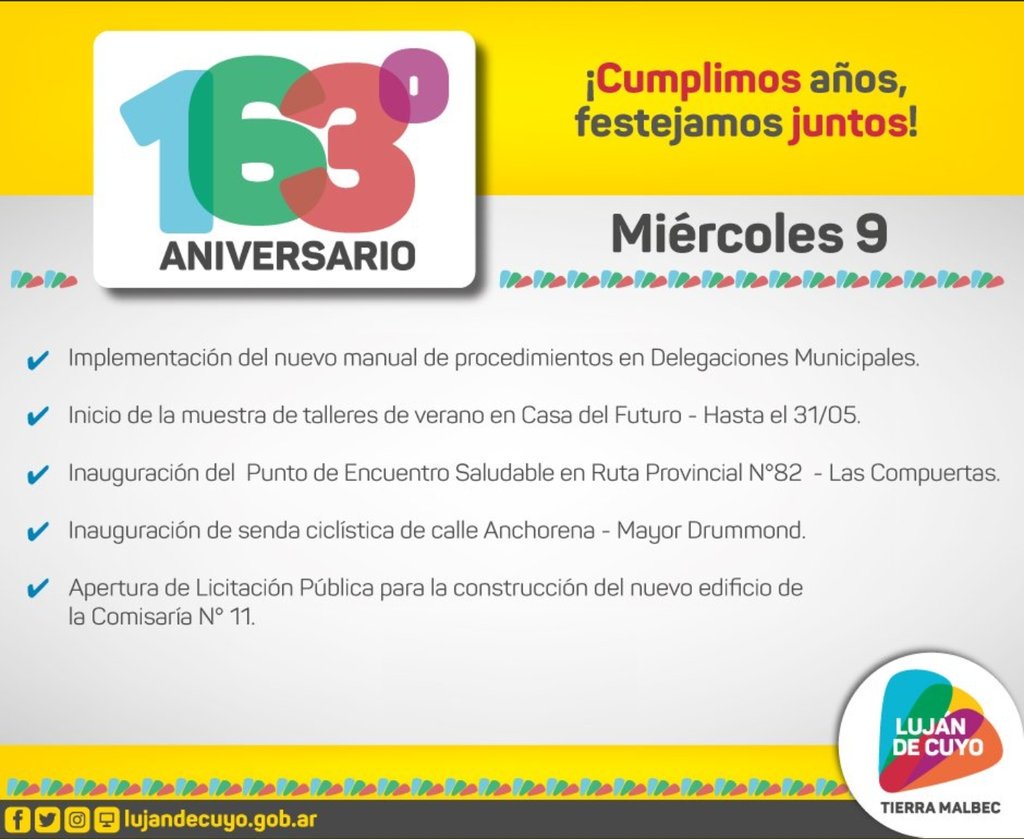 TatoRosello's tweet photo. Hoy Luján sigue de festejos por su Aniversario. 
@MartinKerchner @Info_DeMarchi 
@MuniLujanDeCuyo https://t.co/SM4MQOUlGa
