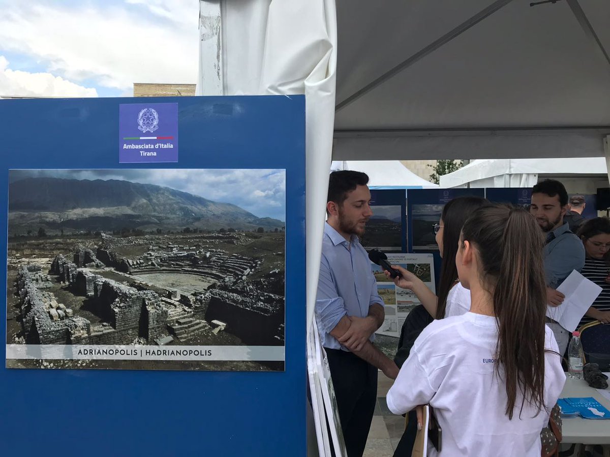 ItalyinALB's tweet photo. Lโ#Italia sostiene la valorizzazione del patrimonio archeologico albanese contribuendo al finanziamento delle missioni nei siti di Byllis, Adrianopolis, Butrinto, Phoinike, Durazzo. Ci trovate oggi al #EUVillage in piazza Skanderbeg #EUDayAL #EuropeDay ๐ช๐บ๐ฎ๐น๐ฆ๐ฑ https://t.co/Be5ptMADvC