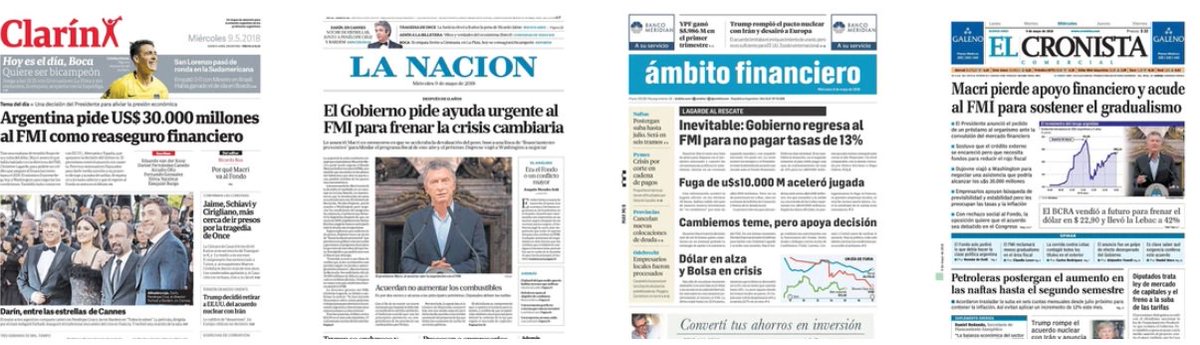 El Financial Times y El País creen que la crisis de la economía argentina es grave. Para tranquilidad de la población, Clarín, La Nación, Ámbito Financiero y El Cronista lo desmienten