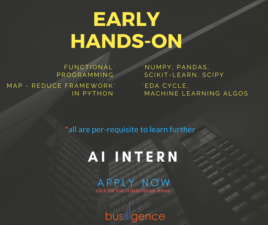 busigence's tweet photo. Busigence is offering <INTERNSHIP> for Summer 2018 for Bengaluru location. We create AI. You shall be working on hard problems. APPLY here https://t.co/frKr3ZFuQw
#busigence #intern #Internship #Research #AI #MachineLearning #DeepLearning #NLP #Engineers #MBA #PhD #AI https://t.co/Pk6mSObBJm