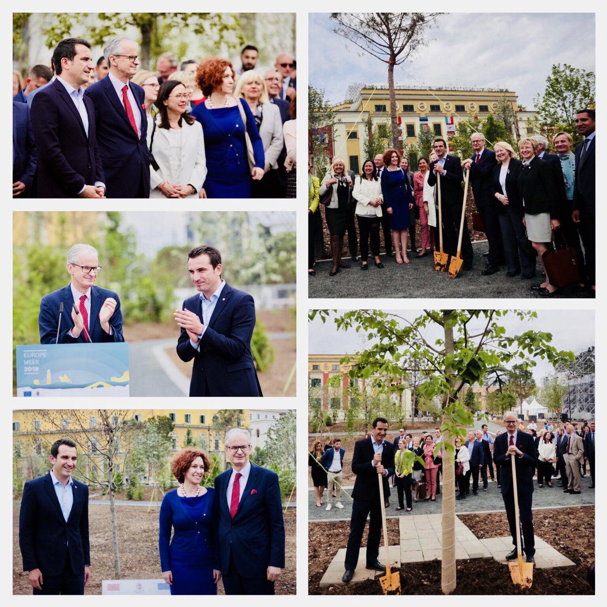 DanielssonEU's tweet photo. Celebrating #EuropeDay today at the newly inaugurated #Europe #Tree Park in the #heart of #Tirana with trees that have been gathered from every🇪🇺#EU-Member state. I hope the trees will grow &amp; serve as a symbol for our joint future. Thank you to @erionveliaj. https://t.co/xwBAyHUX2O