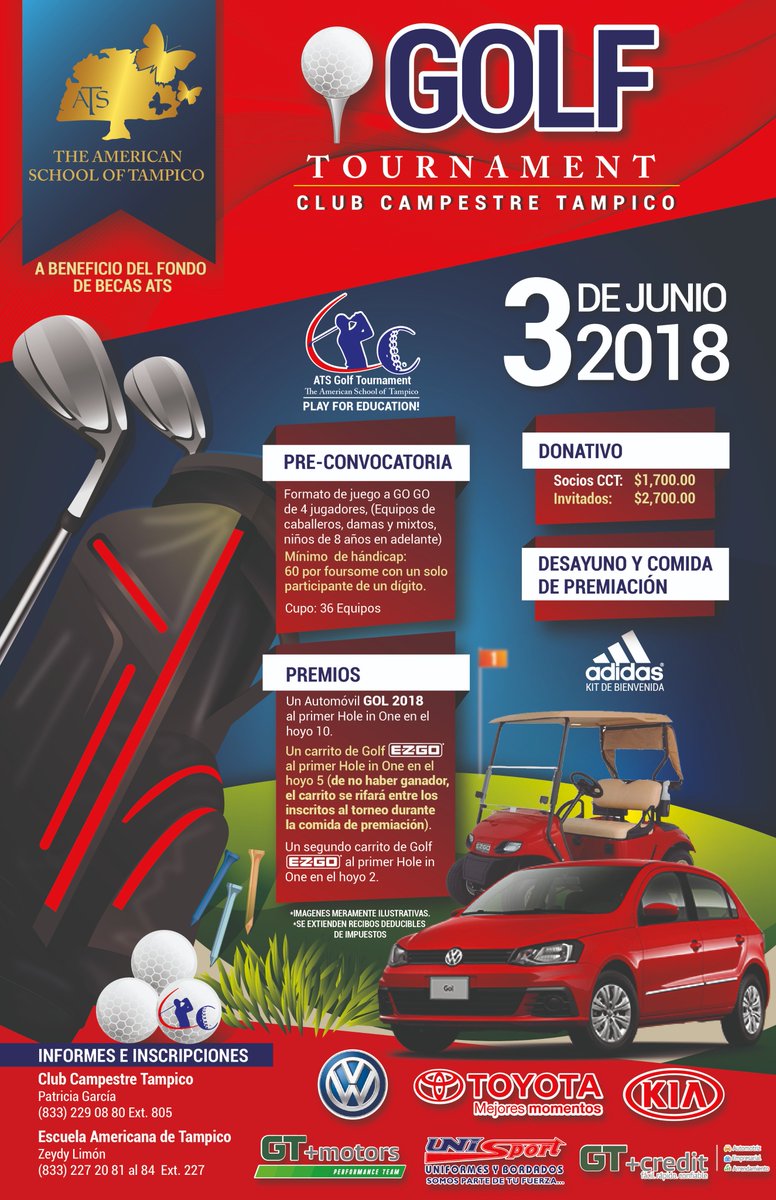 ATS Tampico (@atstampico) on Twitter photo ATS Golf Tournament 2018!
Inscripciones en The American School of Tampico y Club Campestre Tampico
¡No te quedes fuera!
informes:zlimon@ats.edu.mx
#playforeducation ATS Golf Tournament 2018!
Inscripciones en The American School of Tampico y Club Campestre Tampico
¡No te quedes fuera!
informes:zlimon@ats.edu.mx
#playforeducation