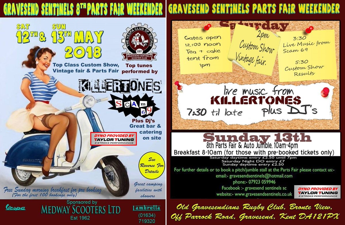 GSendSentinels's tweet photo. This weekend, the sun will have his hat on... not too late for advance tickets to get your complimentary breakfast Sunday morning. Still a few spaces for dealers, custom scooters &amp; vintage stalls.. contact us for more info https://t.co/vQVul0kCg4