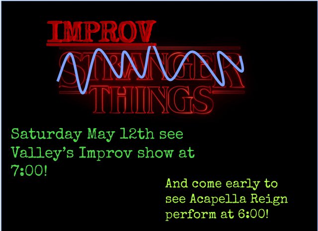 VHSDramaFamily's tweet photo. The Improv Show is this Saturday in the PAC at 7! Be there at 6 to support the extremely talented @ACappellaReign then stick around after for a crazy good time! Hope to see you all there! 🎬 https://t.co/LNFpdPwxl8