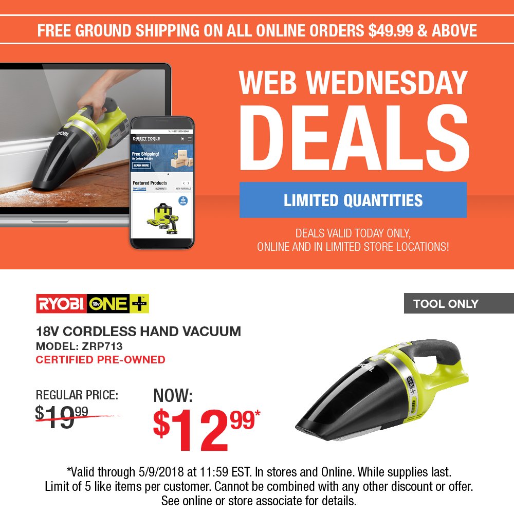 Direct_Tools's tweet photo. It's Web Wednesday time!  Grab these offers before they sell out!  Valid 5/9 until 11:59PM EST #online and #instores.  Shop now online:  https://t.co/g8mnIwdiEs https://t.co/bVnuotMqOD