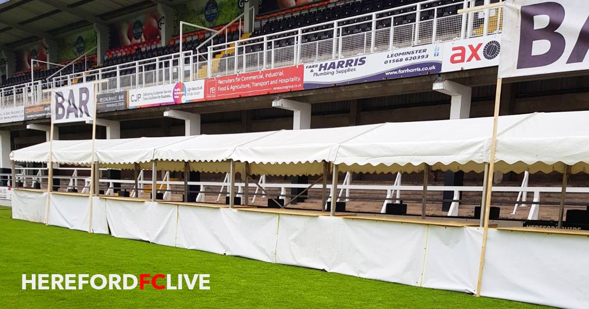 HerefordFCLive's tweet photo. The setup is progressing for Hereford FC Live... Our super long bar is up, and awaiting customers... Join us for Hereford's BIGGEST ever party - This Saturday, live at Hereford FC!
For tickets go to:https://t.co/E3k7E0TLip
#hfclive #herefordfc #hereford #concert #Herefordshire https://t.co/6P6l1Z15ws