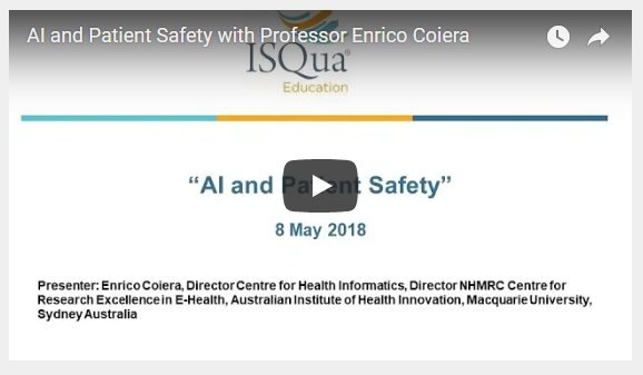 ISQua's tweet photo. The recording of @EnricoCoiera's ISQua webinar on AI and Patient Safety is available online https://t.co/0EmTZdWAWi
Join @ISQua's Fellowship Programme to view our webinars live https://t.co/0sVUXRTgMA
@vonaurum @TacAck https://t.co/GoPUx45LNI
