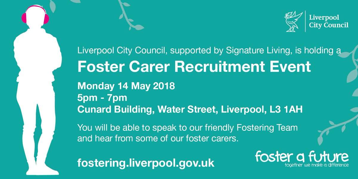 Liverpool City Council A Twitter In Partnership With Signatureliving We Re Holding A Foster Care Information Event From 5 7pm On Monday 14 May At Cunard Building Just Turn Up And You Ll Be Able Liverpool City Council A Twitter In Partnership With Signatureliving We Re Holding A Foster Care Information Event From 5 7pm On Monday 14 May At Cunard Building Just Turn Up And You Ll Be Able