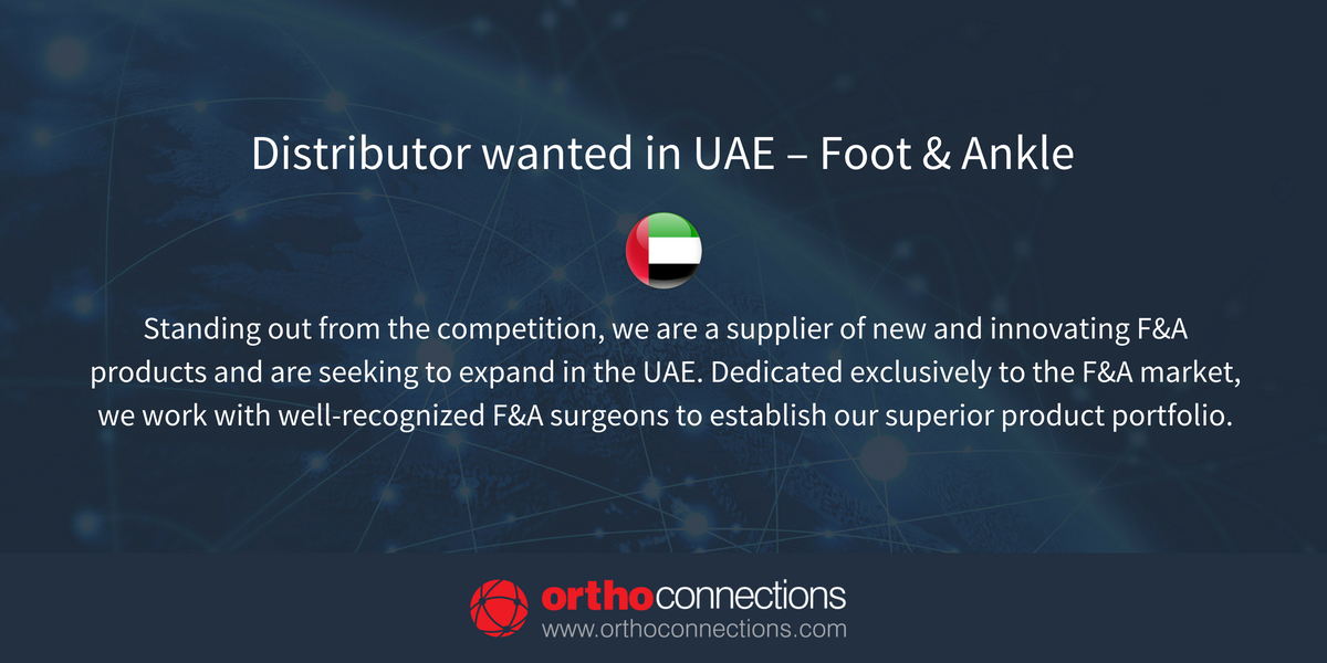 orthoconnection's tweet image. Distributor wanted in #UAE 
Dedicated exclusively to the F&amp;amp;A market, we work with well-recognized F&amp;amp;A surgeons to establish our superior product portfolio. Full opportunity: bit.ly/ortho82
#Orthopaedic #LowerExtremities #FootAndAnkle