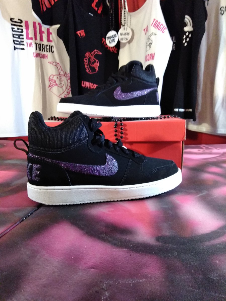 purple glitter nike shoes