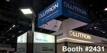Lutron's tweet photo. This #LFI2018, we are focused on creating the right environment with Lutron lighting controls. Stop by #Booth2431 and share your #RightEnvironment story for a chance to win a Caséta by Lutron Starter Kit! Prizes announced daily. https://t.co/95rXpy1Ucv https://t.co/C5qBOdGNel