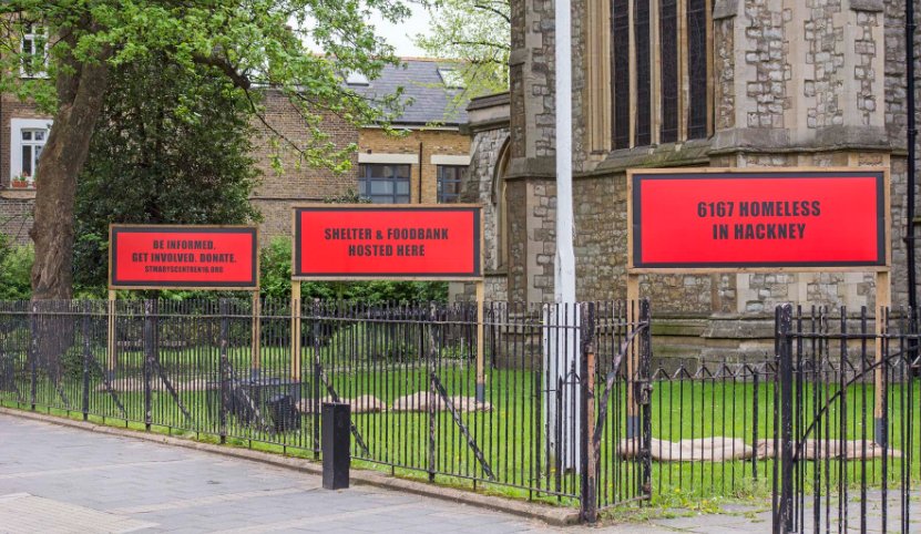 The Three Billboards outside St Mary's, Stoke Newington 
stmaryscentren16.org