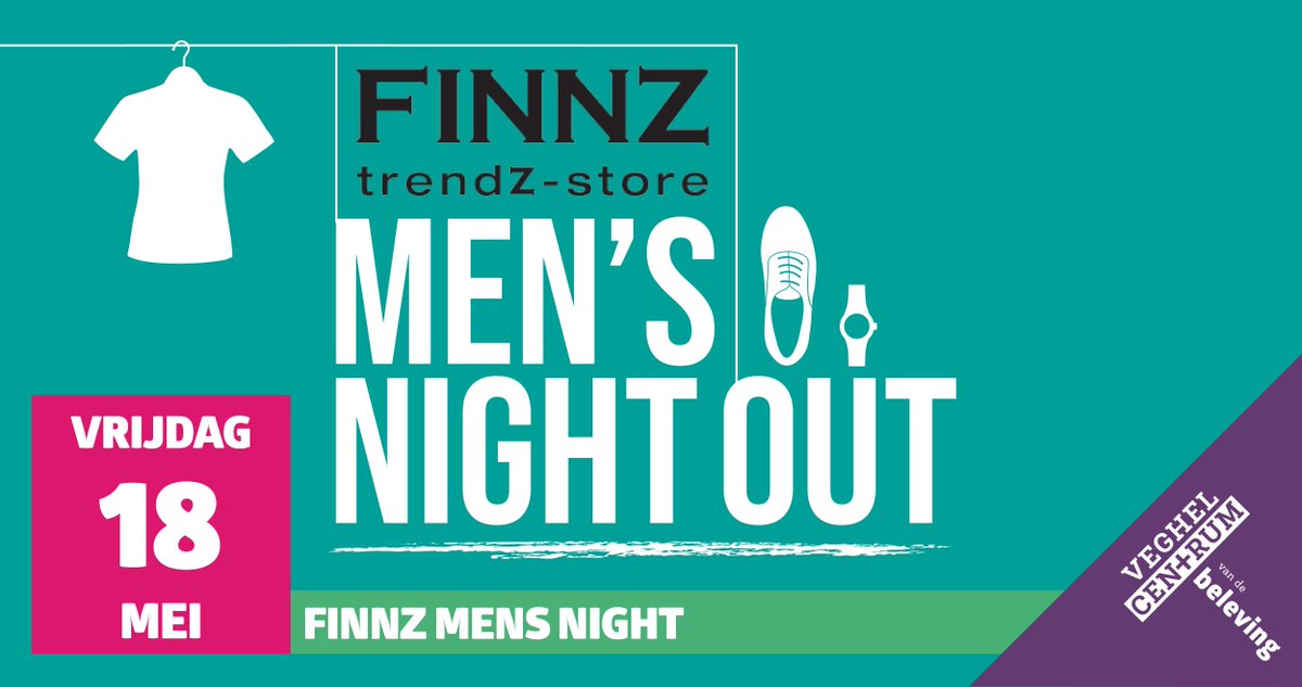 Op vrijdag 18 mei zijn alle mannen welkom bij #Finnz in #VeghelCentrum om een relaxed avondje te shoppen onder het genot van een lekker hapje en drankje! bit.ly/2wqSUOv