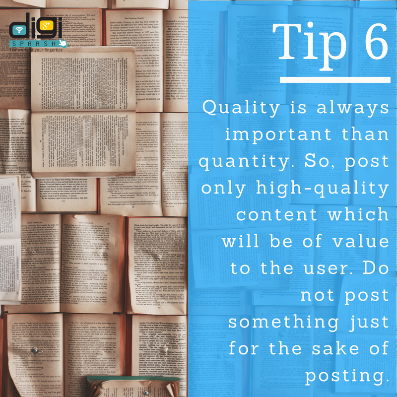 digisparsh's tweet photo. Quality is more important than quantity. Hence,always post valuable content instead of posting something just for the sake of it. 
#digisparsh #digitalmarketingtip #contentmarketing https://t.co/F7ZruBuPlA