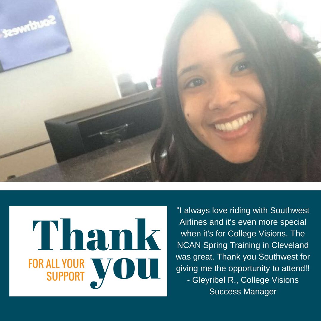 collegevisions's tweet image. We can't thank @SouthwestAir enough for supporting staff on their professional development journeys!! Thank you! #SWApic #SupportFirstGen #TeamCV