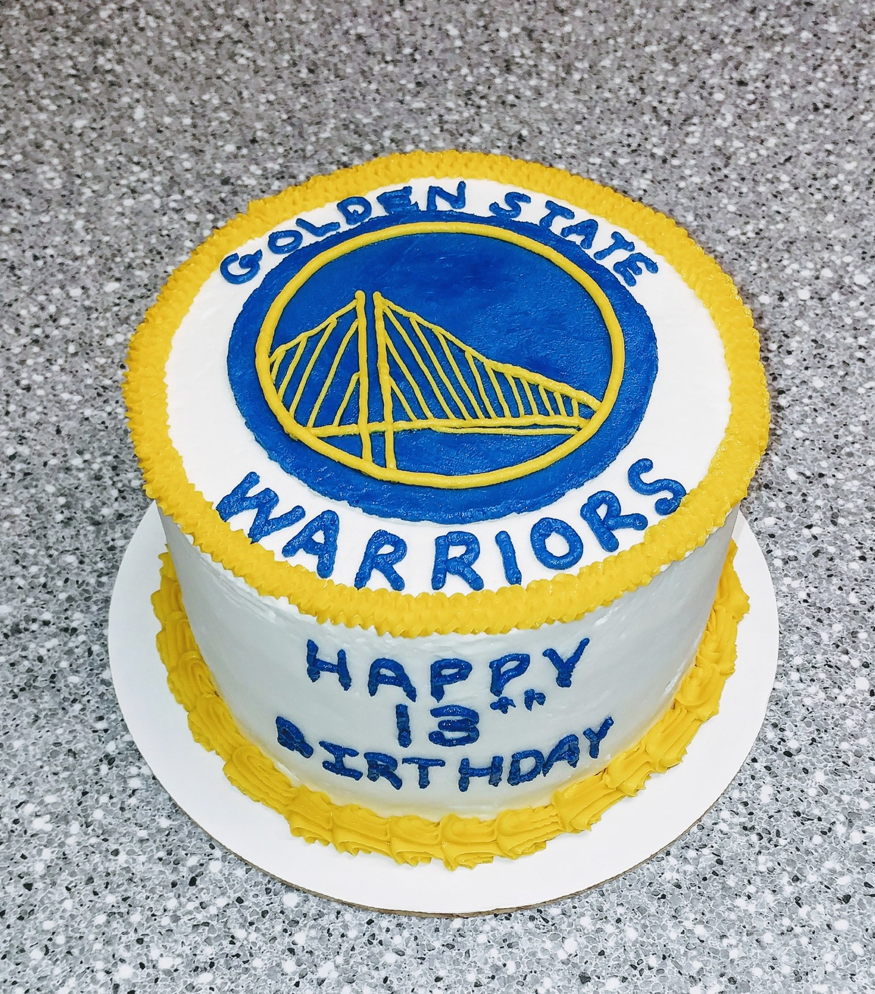 NBA Basketball Cake – Golden state Warriors Cake- 1 tier – Pao's cakes