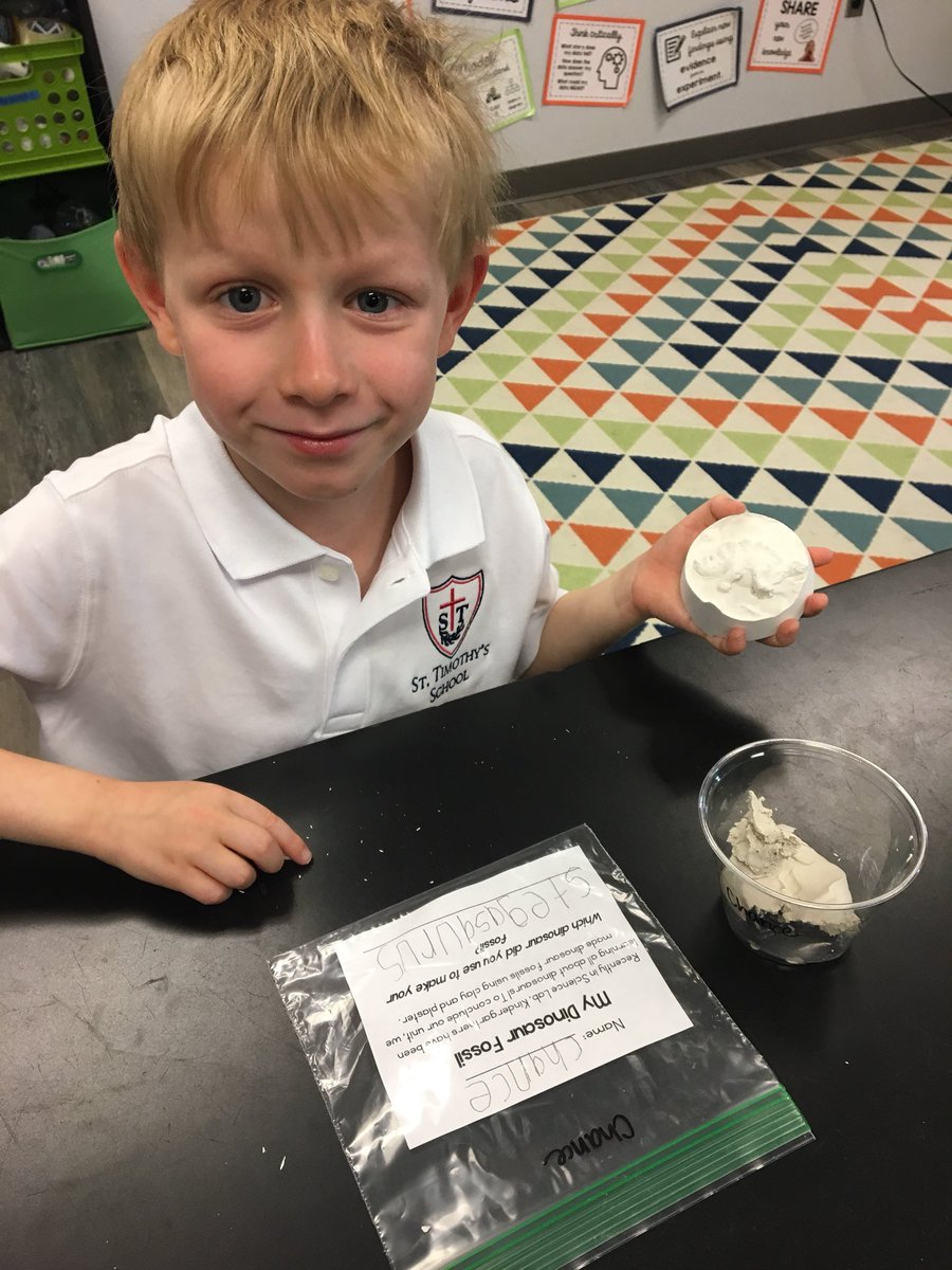 STSScienceLab's tweet photo. Kindergarten scientists had a blast learning about dinosaurs 🦕 in Science Lab! We wrapped up the unit by making our own dino fossils. They turned out great! @STSScienceLab https://t.co/QBxaTEzc8z
