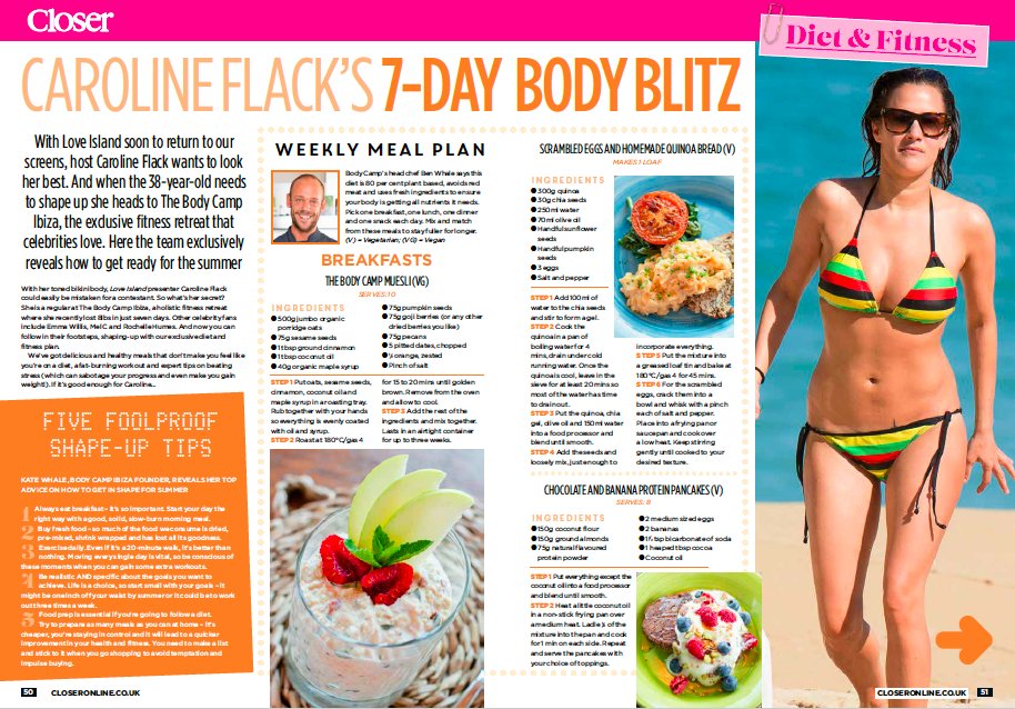 MaddyBiddulph's tweet photo. Want to know the secret to @carolineflack1's amazing body? Here's the healthy plan she follows when she goes to @BodyCampIbiza. Read it now in @CloserOnline #carolineflack #healthyeating #fitness #body #bodycamp #closer #LoveIsland https://t.co/Q3IDCsKhbE