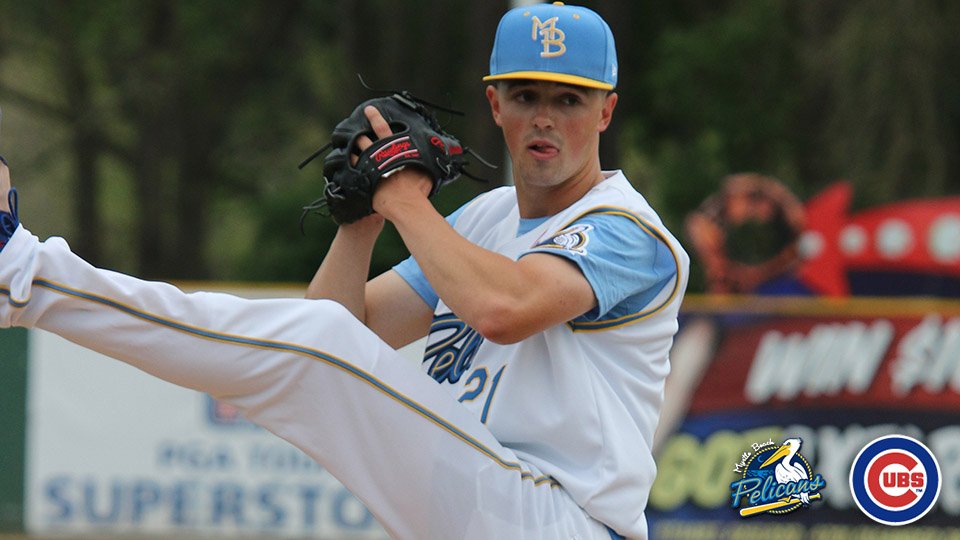 MiLB's tweet photo. #Cubs' Matt Swarmer learned a lot during last year's stint in the upper levels; he's clamoring for a return with a dominant @Pelicanbaseball debut: https://t.co/cchDYpow2k https://t.co/TVpjPa10FW