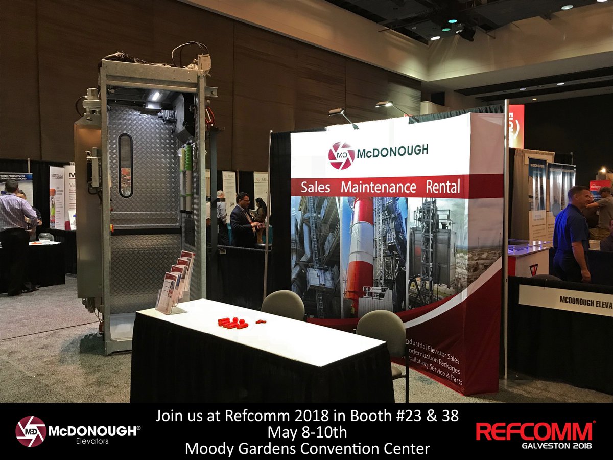 ONEMcDonough's tweet image. Come join us at Refcomm Booth #23 &amp;amp; 38 and talk to our specialist about your upcoming project needs! #refcomm #refcomm2018 #galveston #tradeshow #industrialelevator