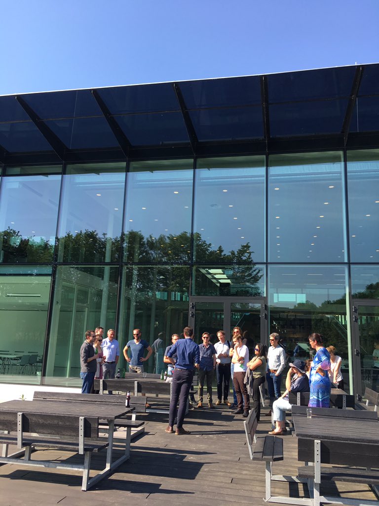 hansruijgers's tweet photo. Farewell Party for @uriocstefan. In the hot afternoon sun team manager @vdbergga gave a 'circular' speech from first impression, working together in European projects (e.g.) and saying 'we'll meet again' to Stefan who goes to the Dutch Embassy in Romania. #stroopwafels #blue https://t.co/euR8jaatJs