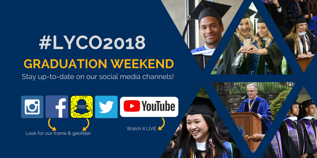 LycomingCollege's tweet photo. Make sure you're following our social media channels for graduation weekend event coverage! Share your pictures with us using #Lyco2018! https://t.co/EB2DWaVixs