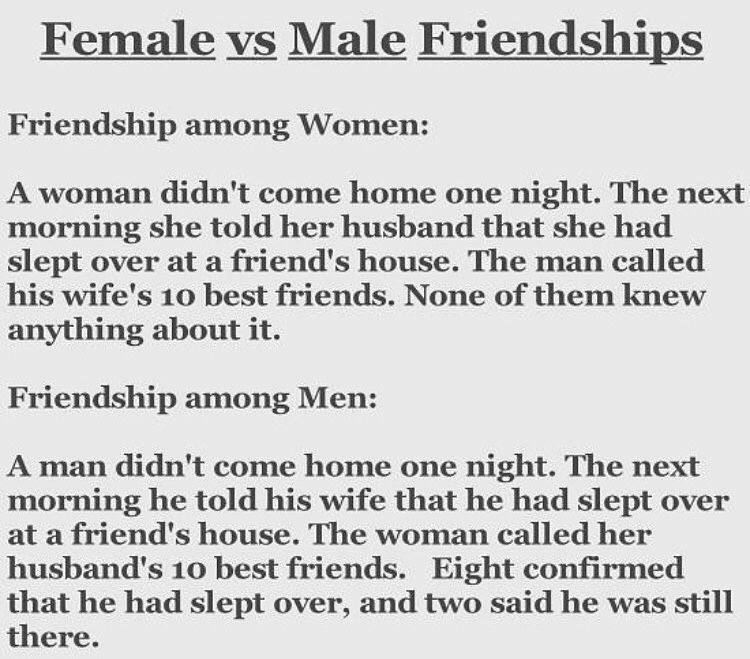 CauseWereGuys's tweet photo. Female vs Male friendships https://t.co/tc4YM67LXp