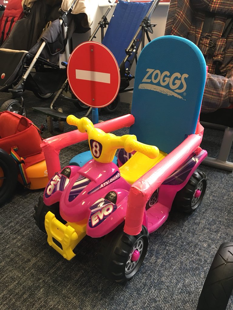 teropsv's tweet photo. Fascinating how the staff at William Merrit Centre adapt toys to the needs of their clients. This is a prototype built by an OT to demonstrate parents how normal toys can be adapted by using a swimming board and soft tubing. #wmdlc #innovation #prototyping #socialcare https://t.co/8yan2pMAZ7