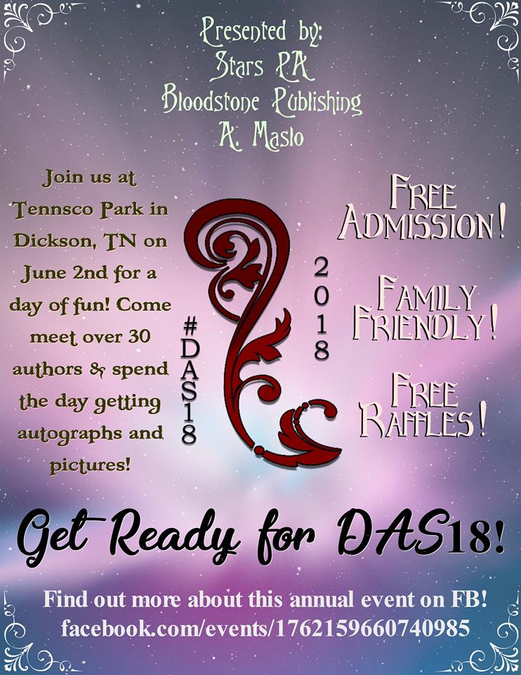 BlazingZaneBlog's tweet photo. #DAS18 Author Book Signing June 2nd, 2018 in Dickson TN

 Here's how to win a basket of books and goodies !! Would you like to meet R.E. Danielle, T.D. Dean and other authors?
*Attend #DAS18
*Enter the Raffles- FREE
*Like the author pages

https://t.co/jRh8AIwORY https://t.co/tdALwykUO2
