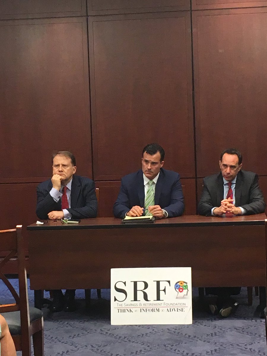 <a href="/Tim_M_Doyle/">Tim Doyle</a>, Ike Brannon of the Savings and Retirement Foundation, and <a href="/capitalalpha/">Capital Alpha Partners</a>’s James Lucier take questions on the challenges of #ESG shareholder resolutions, <a href="/USDOL/">U.S. Department of Labor</a> regulatory guidance, and fiduciary duty in the SRF’s event for #Congress members and staffs.