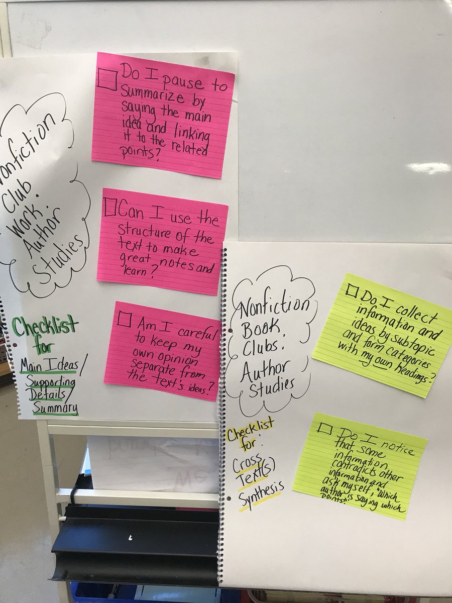 doss_cox's tweet image. We are rocking the notes with our nonfiction book club/author study work! #checklistgoalcharts @KingElemKnights #learningisawesome