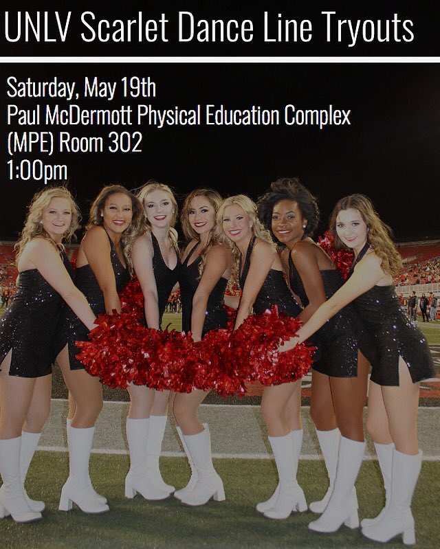 We are only 10 days away from tryouts! Don’t miss your chance to be a part of the 2018-2019 Scarlet Dance Line ❤️💃🏻 #tryouts #unlv #scarletdanceline #may19