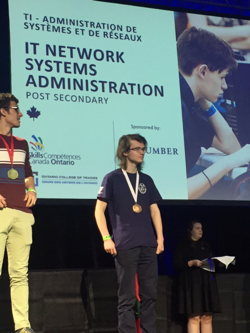 <a href="/skillsontario/">Skills Ontario</a> Jacob Perzan from <a href="/STLStudentGov/">STL Official</a> wins Bronze in IT Network Systems Administration. Teacher mentor - John Doyle <a href="/ycdsb/">York Catholic District School Board</a> #skillsON2018 #pathwaysycdsb #ExperientialLearning #experientiallearningrocks