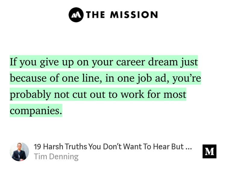 fourscore_io's tweet photo. "19 Harsh Truths You Don't Want To Hear But Must (You'll Be 10 Times Better For It)" - @Tim_Denning https://t.co/0mYoBEgz1m https://t.co/CGVXN61gmR