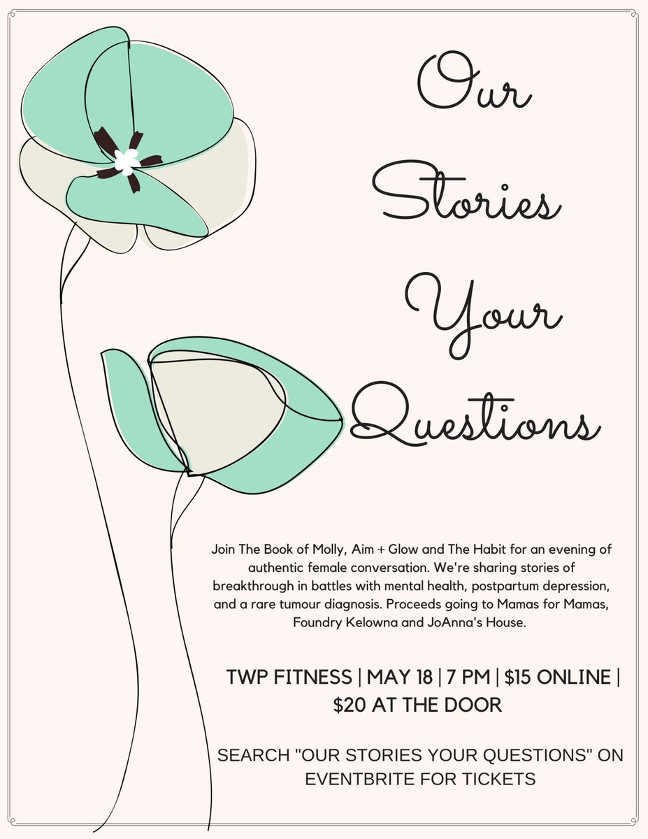 thebookofmolly's tweet photo. Have you bought tickets for "Our Stories - You Questions | A Women's Event" yet? This #Kelowna women's event will be a night of sharing stories and open hearts. Ticket link here: https://t.co/M61z4PFxEl

#KelownaSisterhood #YLWEvent #DowntownKelowna #KelownaEvent #TWPFitness https://t.co/v96PxhSUEu
