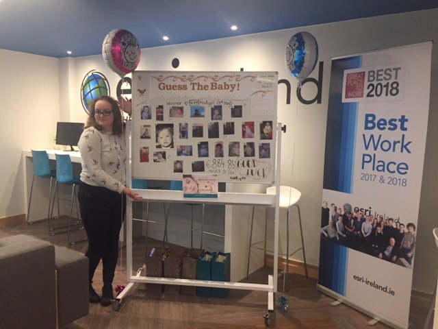 EsriIreland's tweet photo. Finally a very Special #ThankYou to Sarah, one of our #TYStudents for her help in bringing it all together! #GuessTheBaby Competition @Techies4TS Fundraising https://t.co/yPwQ5UYO8U We can't wait for July 6th at @AVIVAStadium #values #teamworkandcollaboration 🎗️🎨🎭👌👍 https://t.co/sbtuNYvr1D