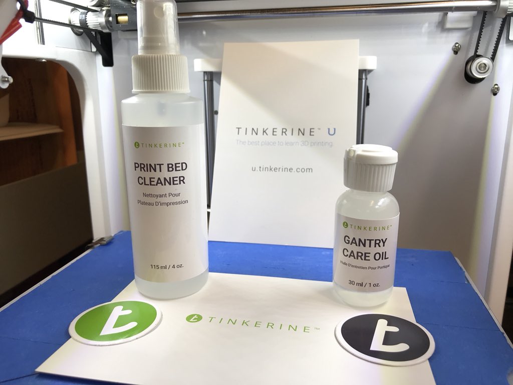 GearBotsBC's tweet photo. Happy 6th anniversary to @Tinkerine - an awesome #Canadian #bctech company. Thnx for making an amazing #DittoPro #3Dprinter and the swag - our machines will appreciate the #GantryCareOil 😊 #bced #ADST https://t.co/4Ln16JRFUW