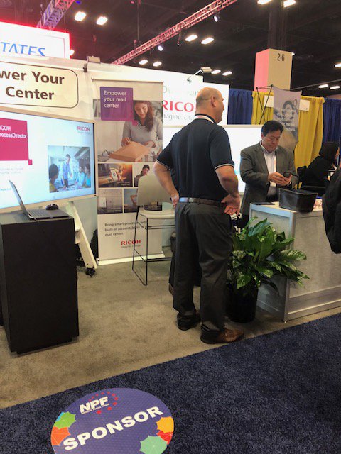 RicohTweets's tweet photo. It's the final day of #2018NPF. If you haven't had the chance to check out our booth (329), make sure to come talk to our experts about your mail center challenges. We can help you #WorkSmarter https://t.co/VVRmP5qU6V https://t.co/Iprh9m6OvI