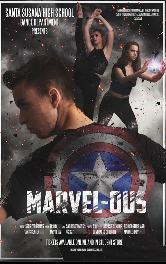 sspaboosters's tweet photo. Marvel-ous dance show this Friday &amp; Sat in the PAC. Get your tickets now at the ASB store or online at https://t.co/8hH6YHQdNV @sshsseniors18 @SimiValleyUSD @SSHS_Counseling https://t.co/mbx5tJCI3p