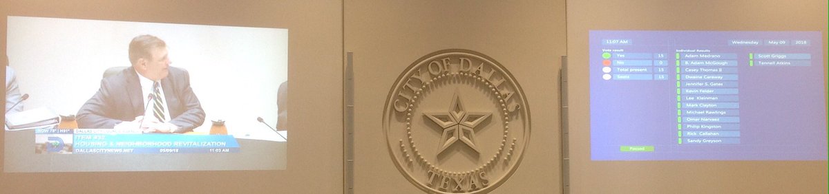 cynlutz's tweet photo. Dallas' first official housing policy passes with all greens. Congratulations to @Mike_Rawlings and Council, @DallasCityMgr @RaquelCoDallas and most of all, the City of Dallas for a big big step forward. https://t.co/WoktCvAQ9I
