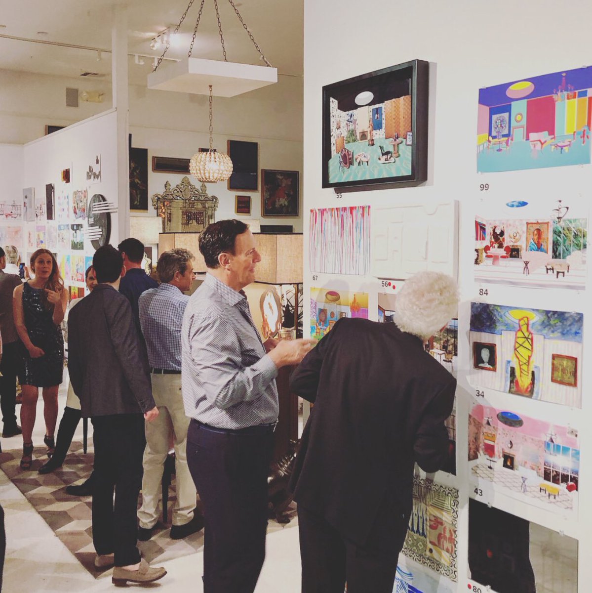 BethGrantActor's tweet photo. Pretended to be sophisticated at #colormyworld2018 art opening! Beautiful night, beautiful art, beautiful people! #ScottRoberts #DougMeyer @chieffo8 @dragonetteltd Auction @1stdibs to benefit @acriasays ❤️❤️❤️ Michael was delighted to meet one of his buyers. https://t.co/Bk1g1B091B