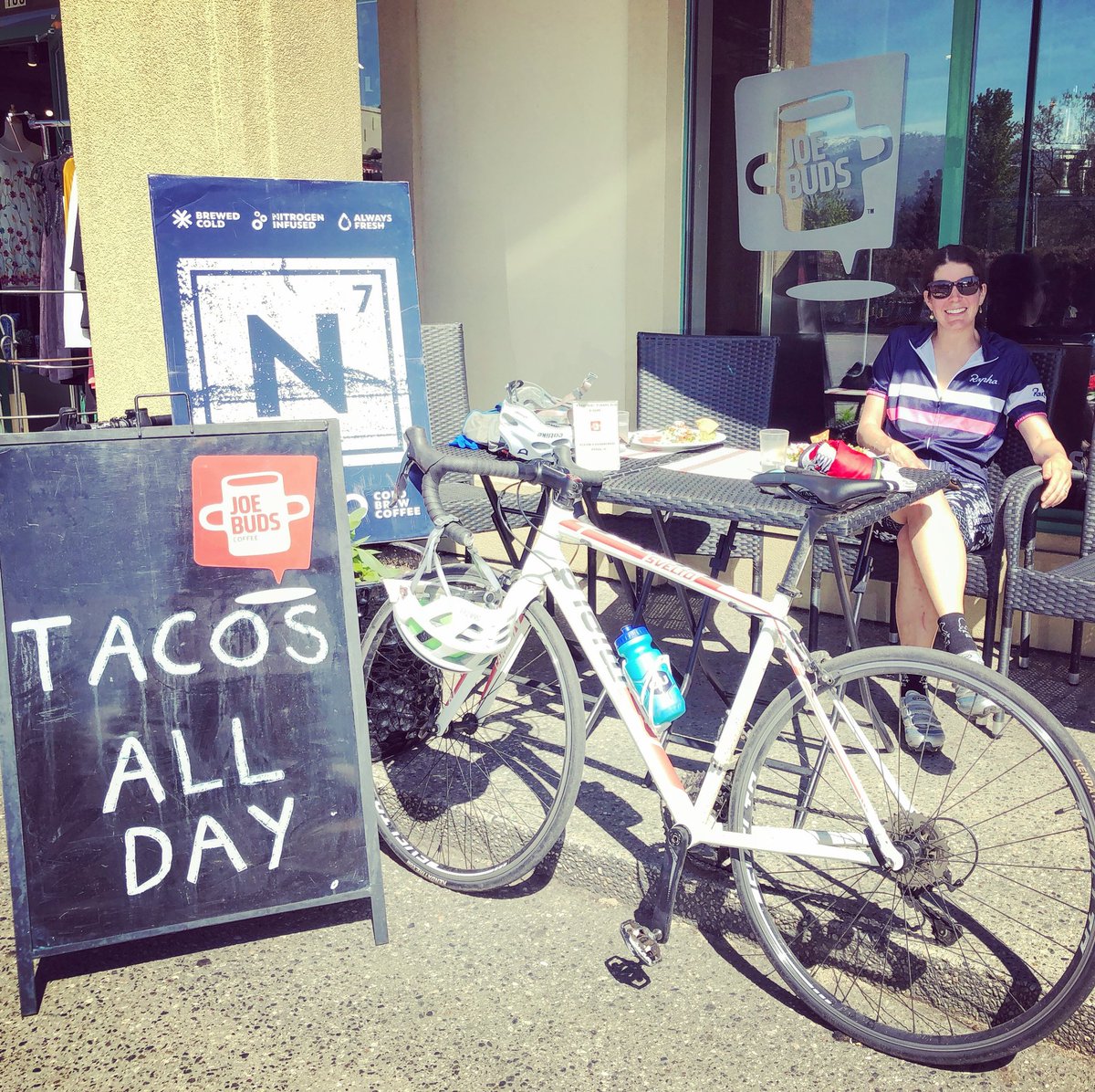reneunser's tweet photo. If you haven’t already... go now. New taco joint at Joe Buds in the lower mission. Suggested paring: a road ride with a good bud first. https://t.co/Ovp2TB3D5f