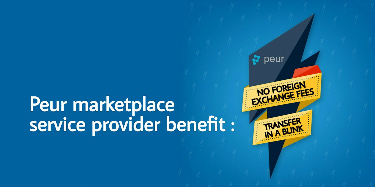 Peur.io marketplace service provider benefit:

No foreign exchange fees.

Fast transfer time - 2 minutes
(compared to days or even weeks for traditional solutions, easily expand your market and coverage area globally).

#peur #cryptocurrency #bitcoin #blockchain