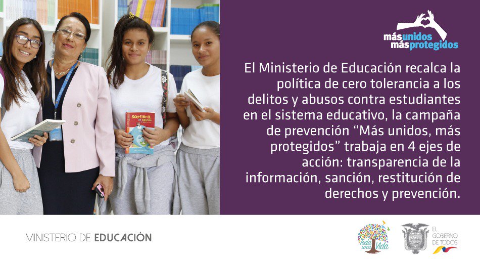 ladiveso's tweet photo. El Ministerio de Educación recalca la política de cero toletancia a los delitos y abusos contra estudiantes #MásUnidosMásProtegidos https://t.co/0hxdvYqJgI