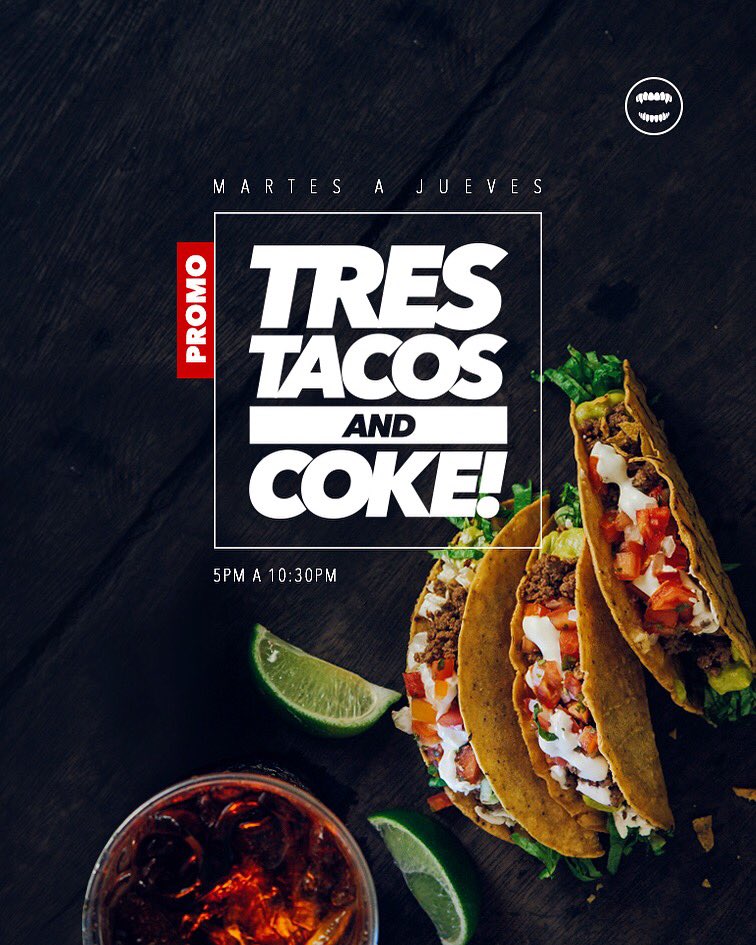 Promo
TRES TACOS AND COKE
Bs 1.100.000