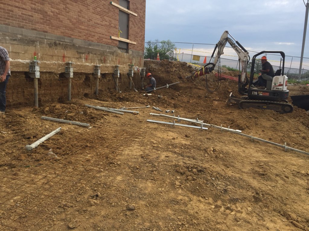 WoodsFoundation's tweet photo. We’re at Zadok Casey Middle School in Mt. Vernon, IL this week installing soil nails, push piers, and shotcrete. https://t.co/xM9rDrJbaj