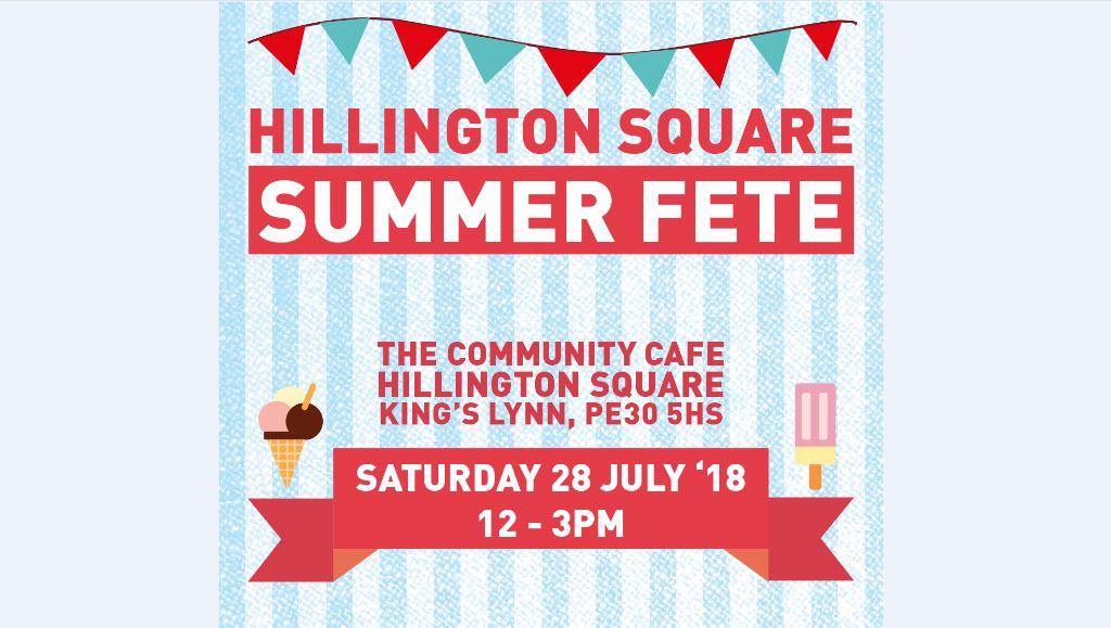 Hope you can join us for our Summer Fete, outside the Community Cafe on Hillington Square on Saturday 28th July.
