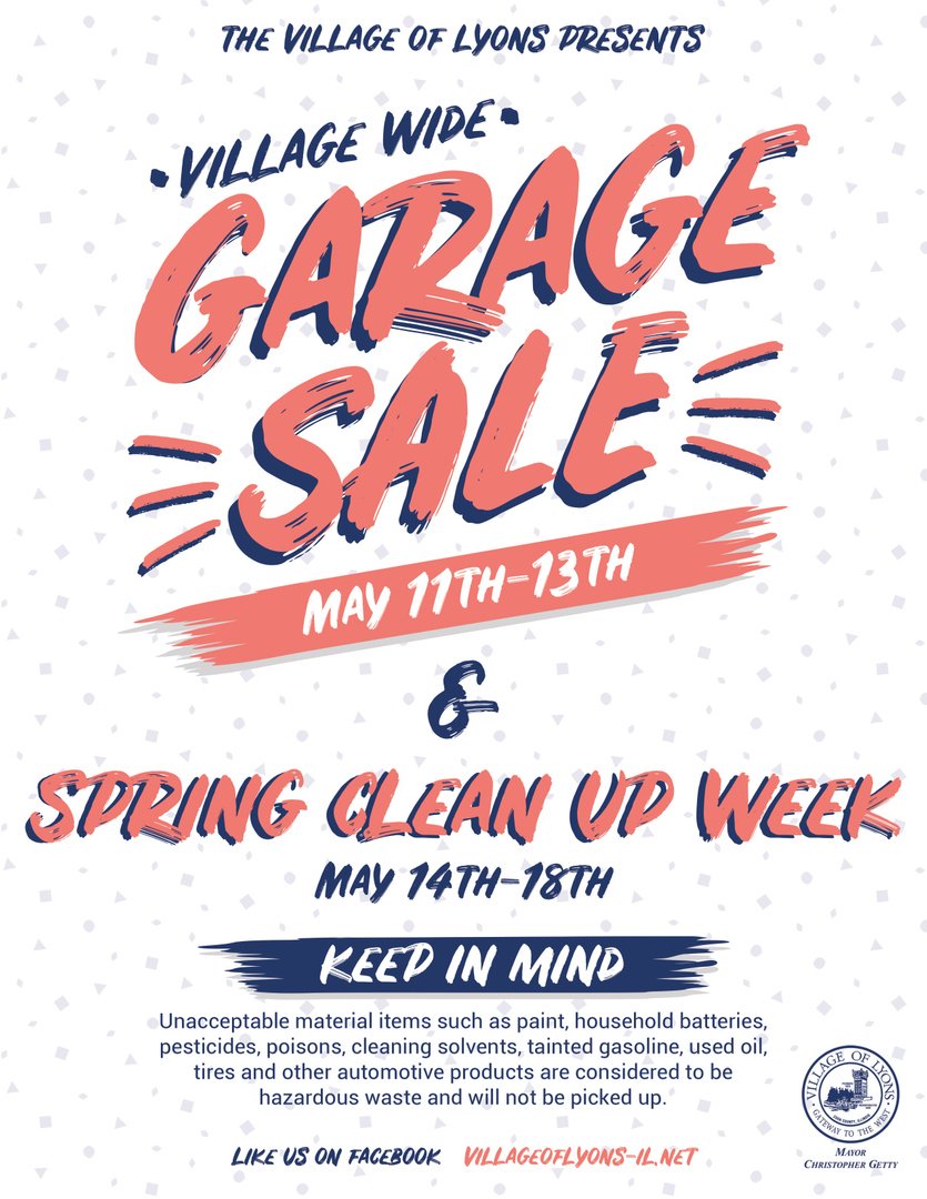 VillageLyons's tweet photo. It' that time of the year! Get ready for our village Garage Sale &amp; Spring Clean Up Week! #villageoflyons https://t.co/IYbD1WDMed