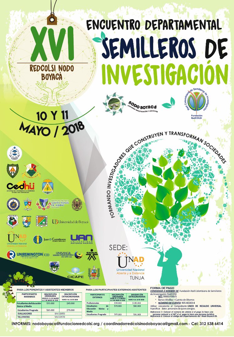 ecisaunadzcboy's tweet photo. El próximo viernes 11 de Mayo, el semillero Bionativo de la Escuela de ciencias de la salud, participará con 2 ponencias en el encuentro de semilleros de investigación redcolsi que se realizará en la sede de la Unad Tunja #laUNADInvestiga #ecisalud https://t.co/aZFfHonmUL